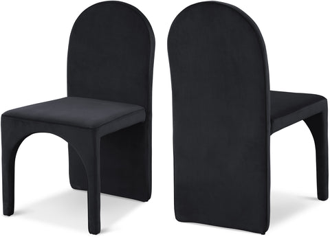 Noelle Black Velvet Upholstered Dining Side Chair, 2-Piece