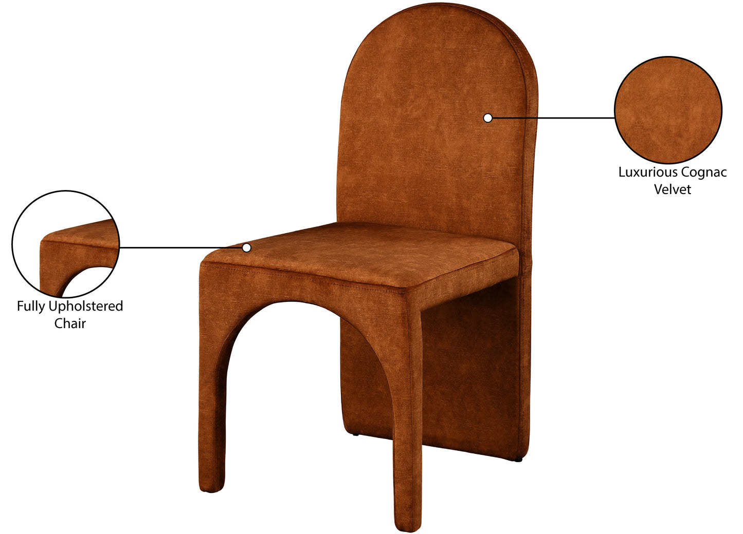 august cognac velvet dining side chair sc