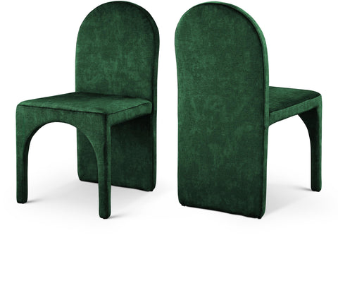 Noelle Green Velvet Upholstered Dining Side Chair, 2-Piece