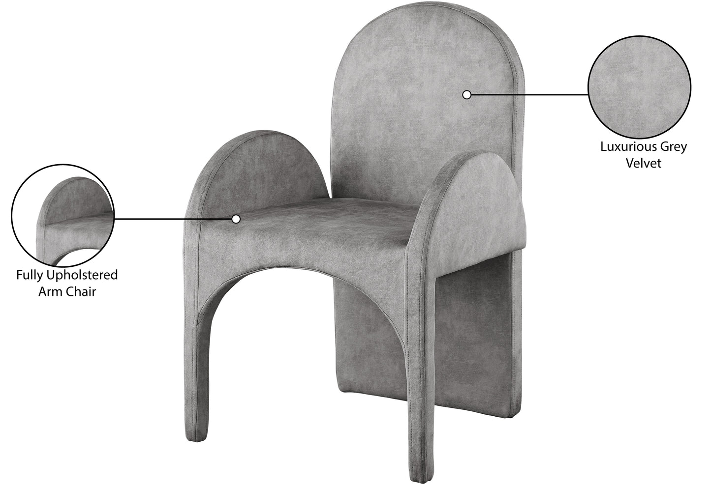 august grey velvet dining arm chair ac