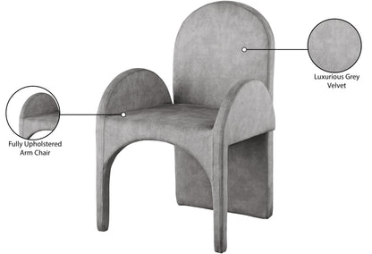 August Grey Velvet Dining Arm Chair AC