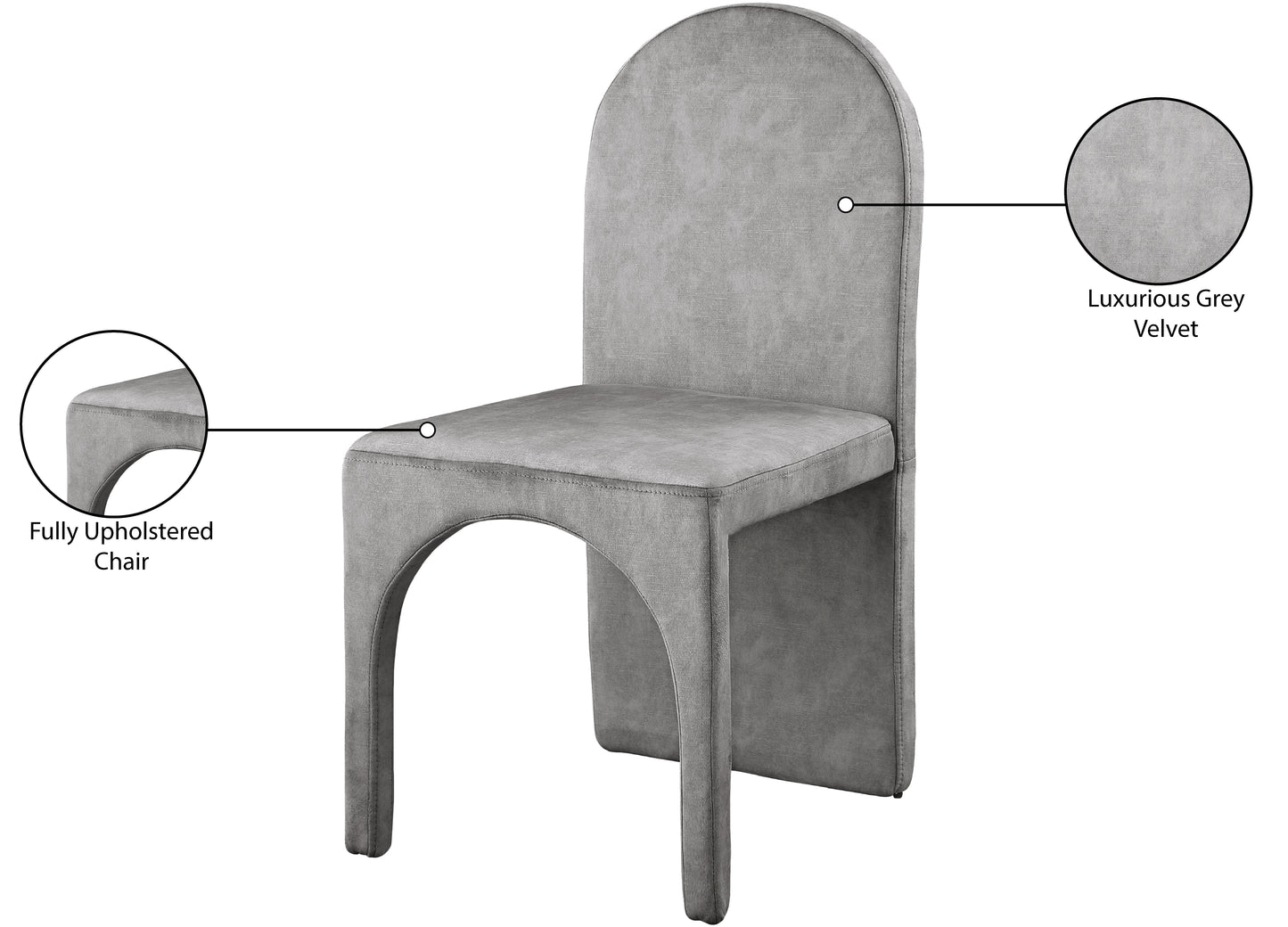 august grey velvet dining side chair sc