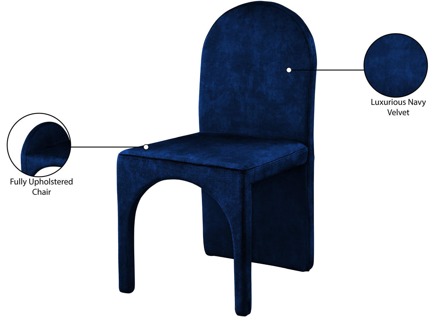 august navy velvet dining side chair sc