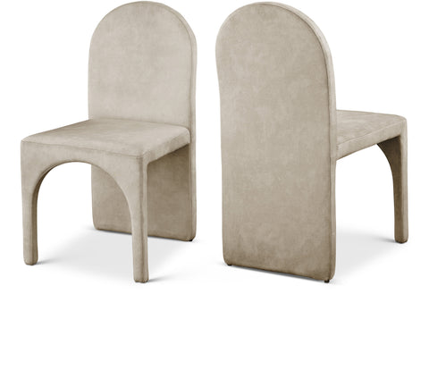 Noelle Stone Velvet Upholstered Dining Side Chair, 2-Piece