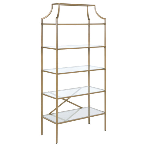 Novak 70-inch 5-shelf Glass Bookshelf GoldGold