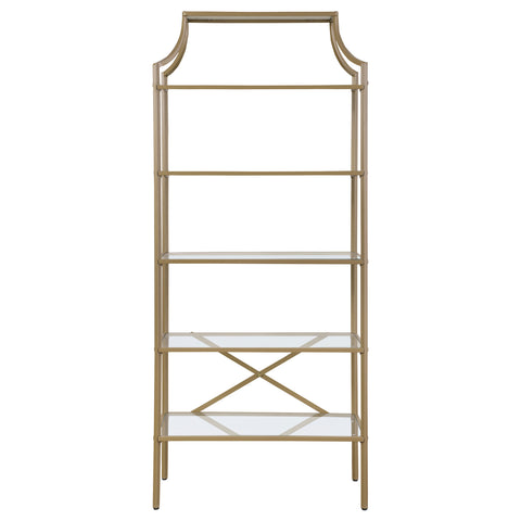 Novak 70-inch 5-shelf Glass Bookshelf GoldGold