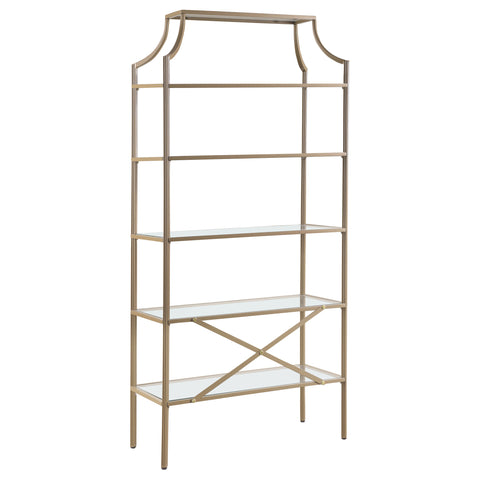 Novak 70-inch 5-shelf Glass Bookshelf GoldGold