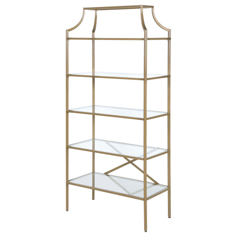 Novak 70-inch 5-shelf Glass Bookshelf GoldGold