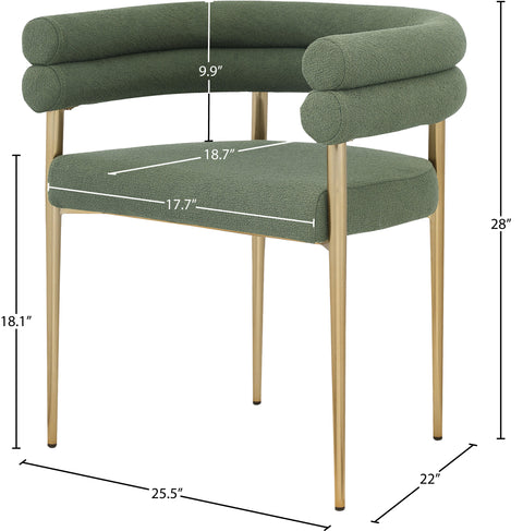 Waldorf Green Fabric Dining Chair C