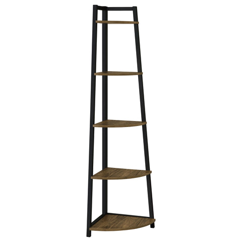 Bowfield 63-inch 5-shelf Bookshelf Black and Aged WalnutAged Walnut