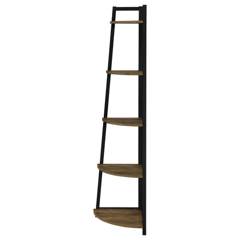 Bowfield 63-inch 5-shelf Bookshelf Black and Aged WalnutAged Walnut