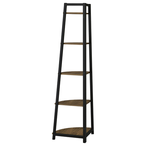 Bowfield 63-inch 5-shelf Bookshelf Black and Aged WalnutAged Walnut