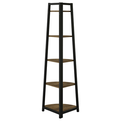 Bowfield 63-inch 5-shelf Bookshelf Black and Aged WalnutAged Walnut