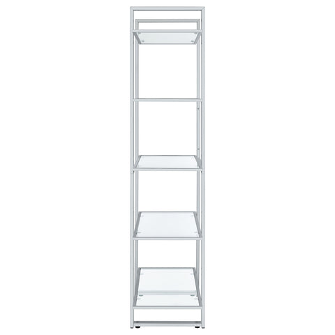 Gilmore 79-inch 5-shelf Glass Bookshelf ChromeClear