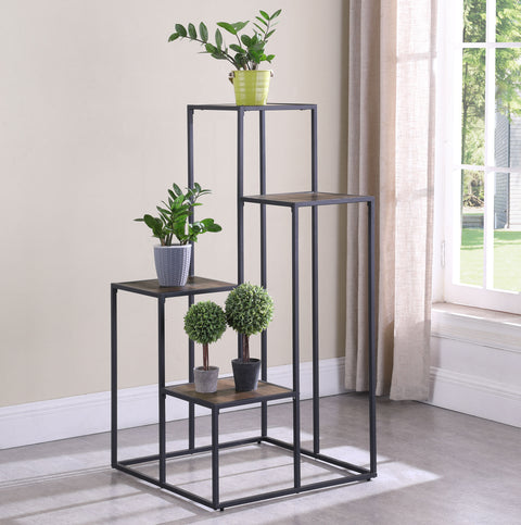 Lily 4-tier Multi-Display Shelf Rustic Brown and BlackBlack