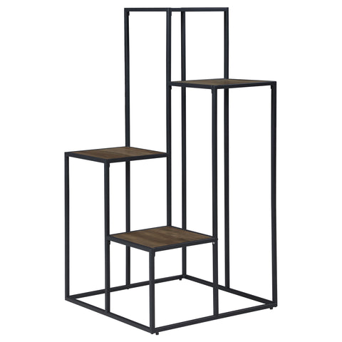Lily 4-tier Multi-Display Shelf Rustic Brown and BlackBlack