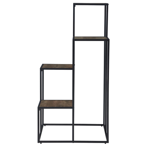 Lily 4-tier Multi-Display Shelf Rustic Brown and BlackBlack
