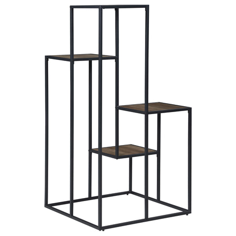 Lily 4-tier Multi-Display Shelf Rustic Brown and BlackBlack