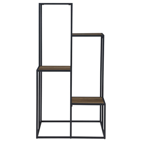 Lily 4-tier Multi-Display Shelf Rustic Brown and BlackBlack