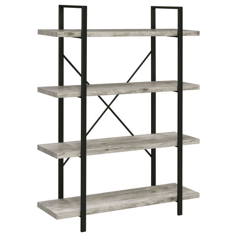 Alamosa 55-inch 4-shelf Bookshelf Grey Driftwood and GunmetalGrey Driftwood