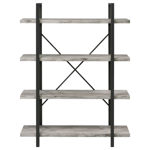 Alamosa 55-inch 4-shelf Bookshelf Grey Driftwood and GunmetalGrey Driftwood