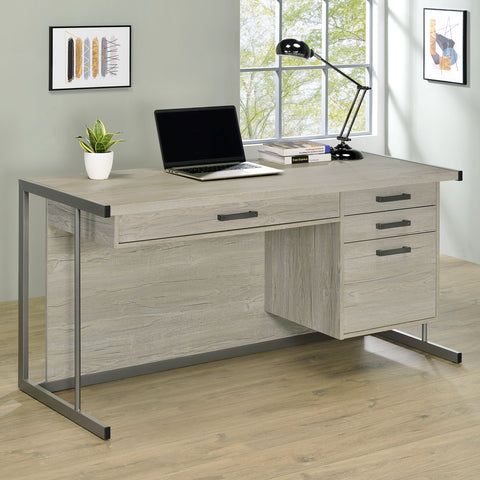 Fairfield 60-inch 4-drawer Computer Desk Whitewashed GreyWhite Washed Grey