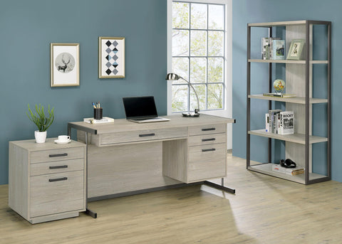 Ottowa 72-inch 4-shelf Bookshelf Whitewashed Grey