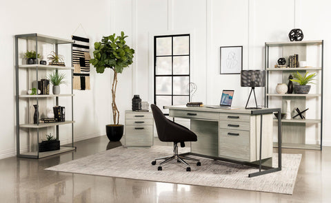 Ottowa 72-inch 4-shelf Bookshelf Whitewashed Grey