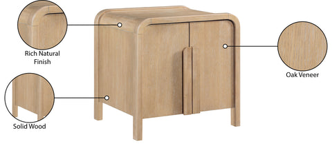 Camden 20" Natural Oak Veneer And Solid Wood Nightstand, 1 Piece