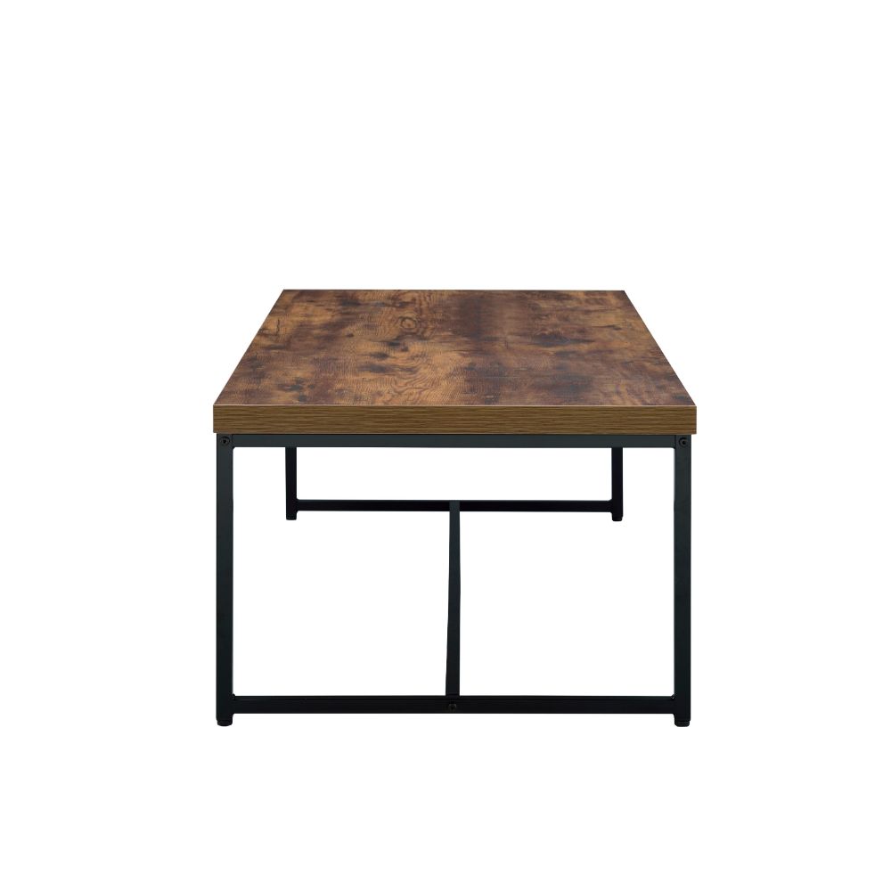 hallie coffee table, weathered oak & black finish