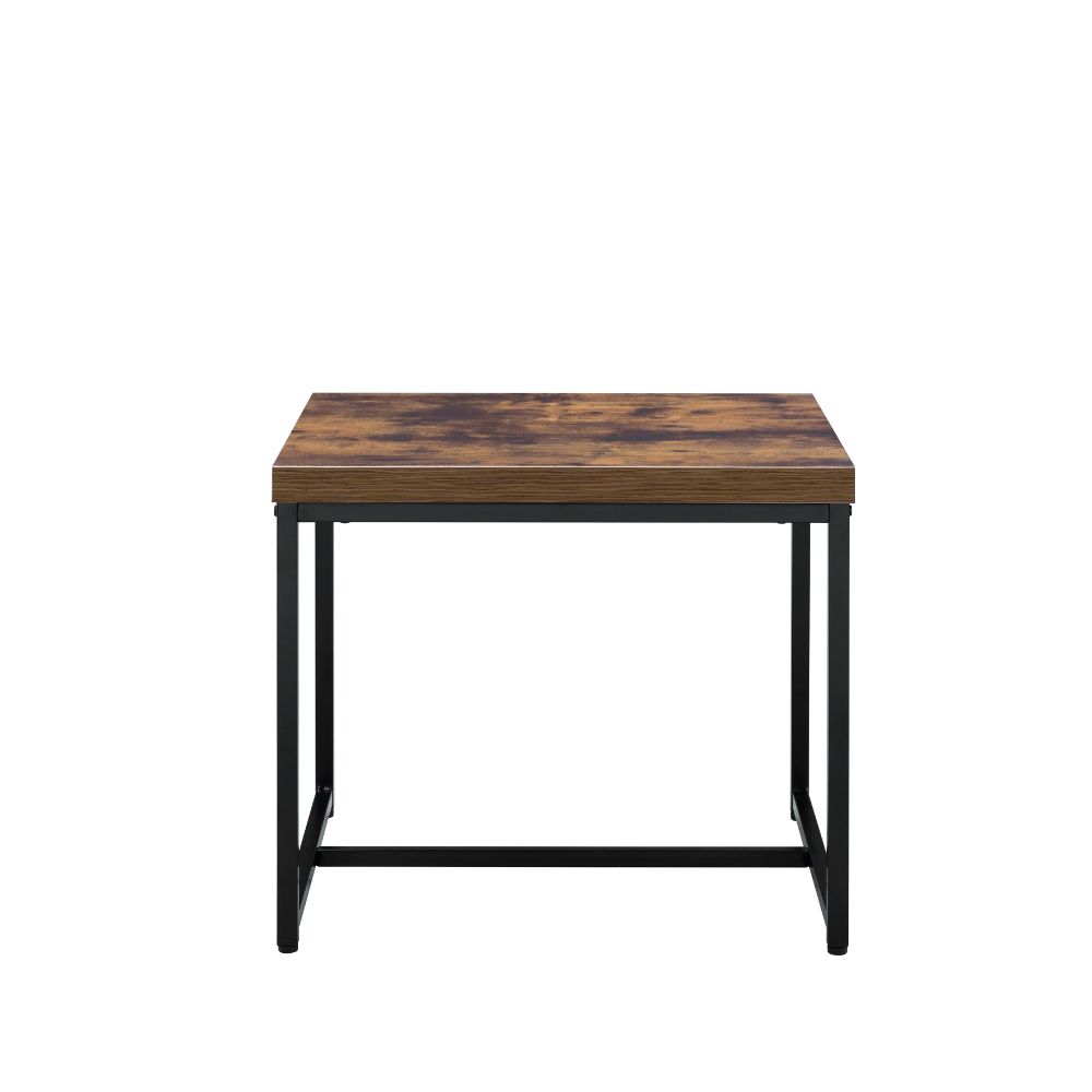 hallie end table, weathered oak & black finish