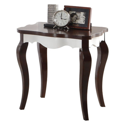 Hanley End Table, White & Walnut Finish