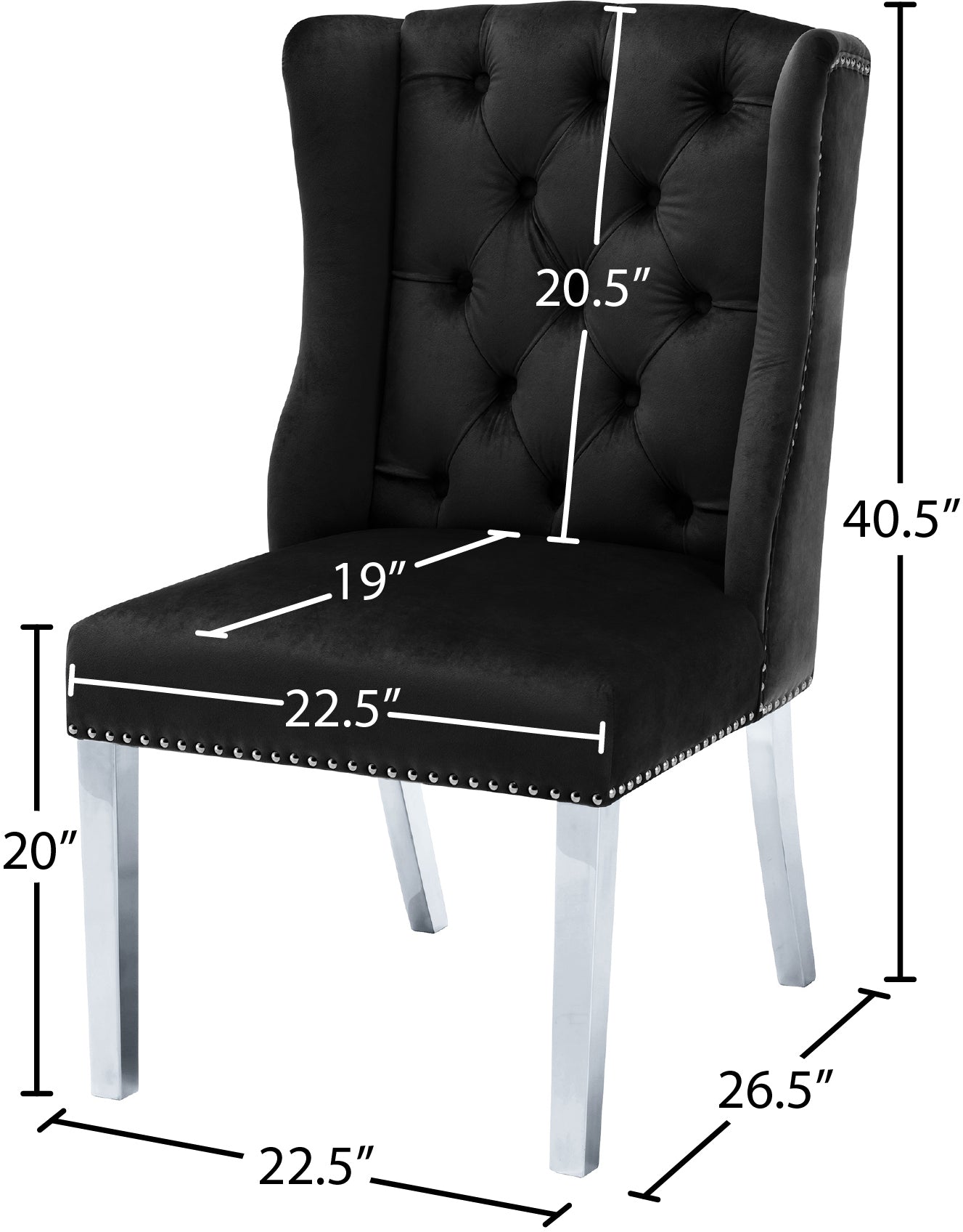 aria black velvet dining chair c