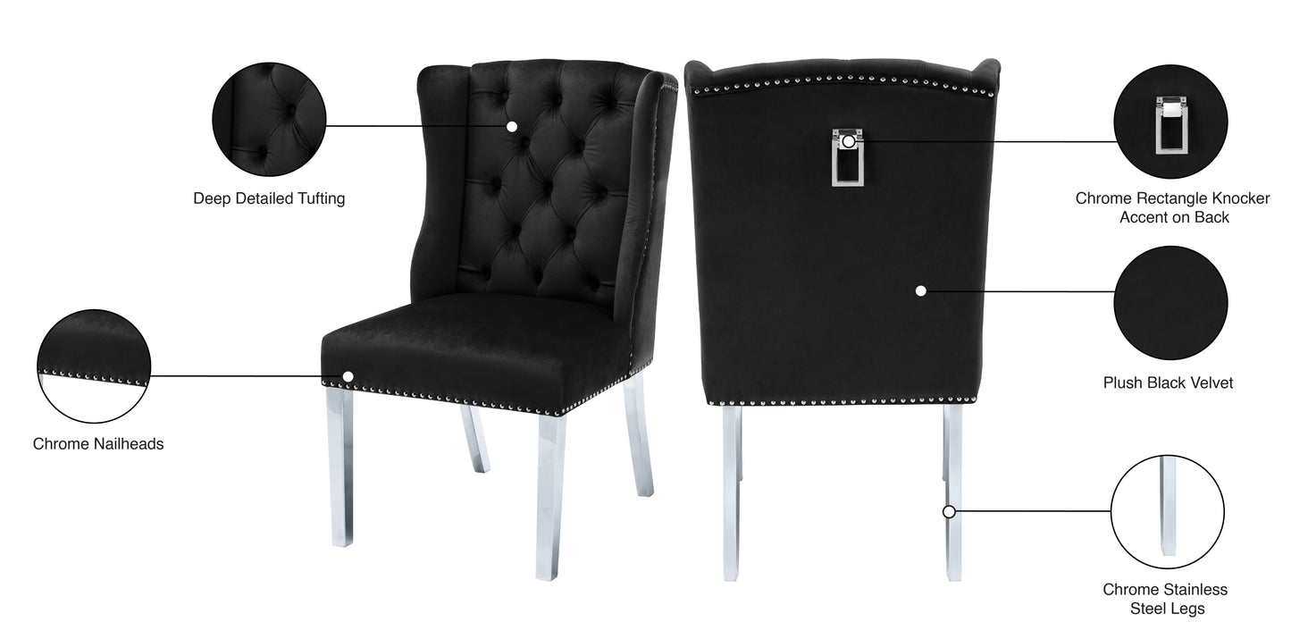 aria black velvet dining chair c