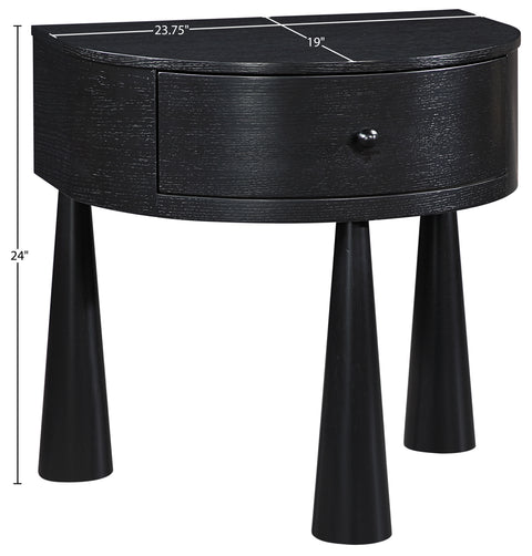 Laurel 23.75" Black Acacia Veneer And Solid Wood Nightstand, 1 Piece
