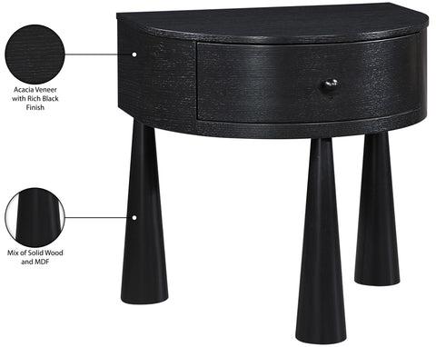 Laurel 23.75" Black Acacia Veneer And Solid Wood Nightstand, 1 Piece