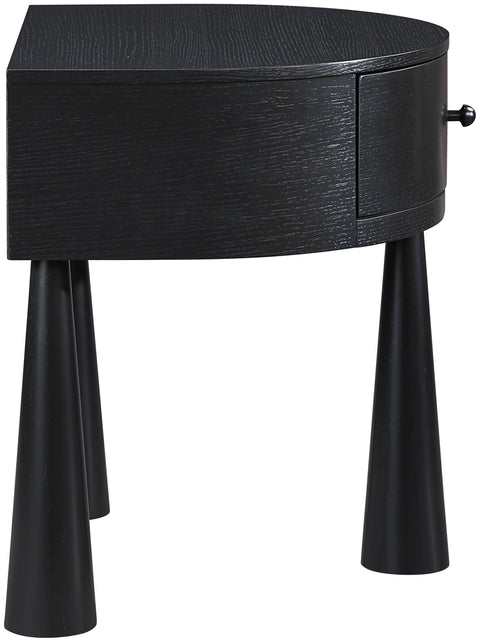 Laurel 23.75" Black Acacia Veneer And Solid Wood Nightstand, 1 Piece