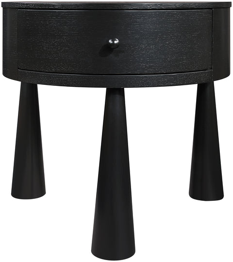 Laurel 23.75" Black Acacia Veneer And Solid Wood Nightstand, 1 Piece