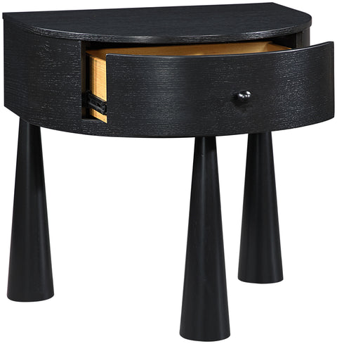 Laurel 23.75" Black Acacia Veneer And Solid Wood Nightstand, 1 Piece