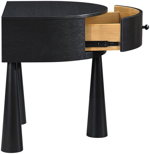 Laurel 23.75" Black Acacia Veneer And Solid Wood Nightstand, 1 Piece