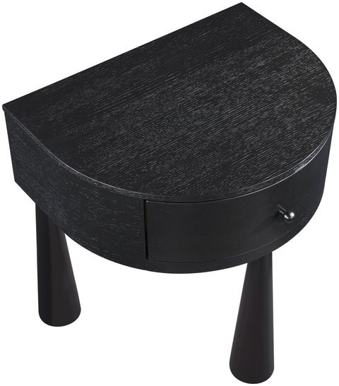 Laurel 23.75" Black Acacia Veneer And Solid Wood Nightstand, 1 Piece