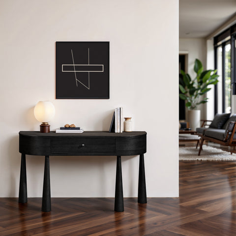 Laurel Black Acacia Veneer And Solid Wood Console Table, 1 Piece