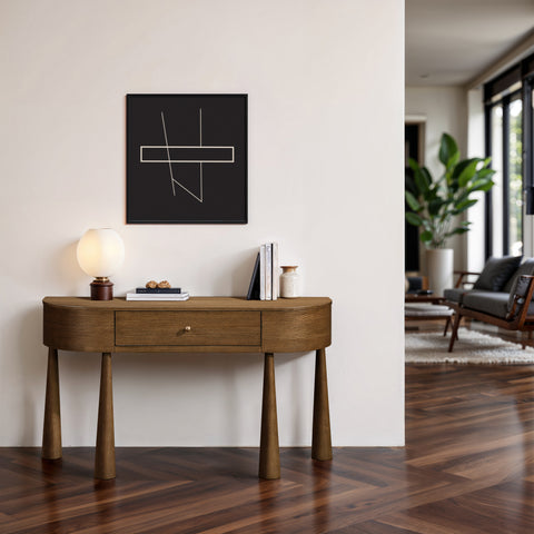 Laurel Brown Acacia Veneer And Solid Wood Console Table, 1 Piece