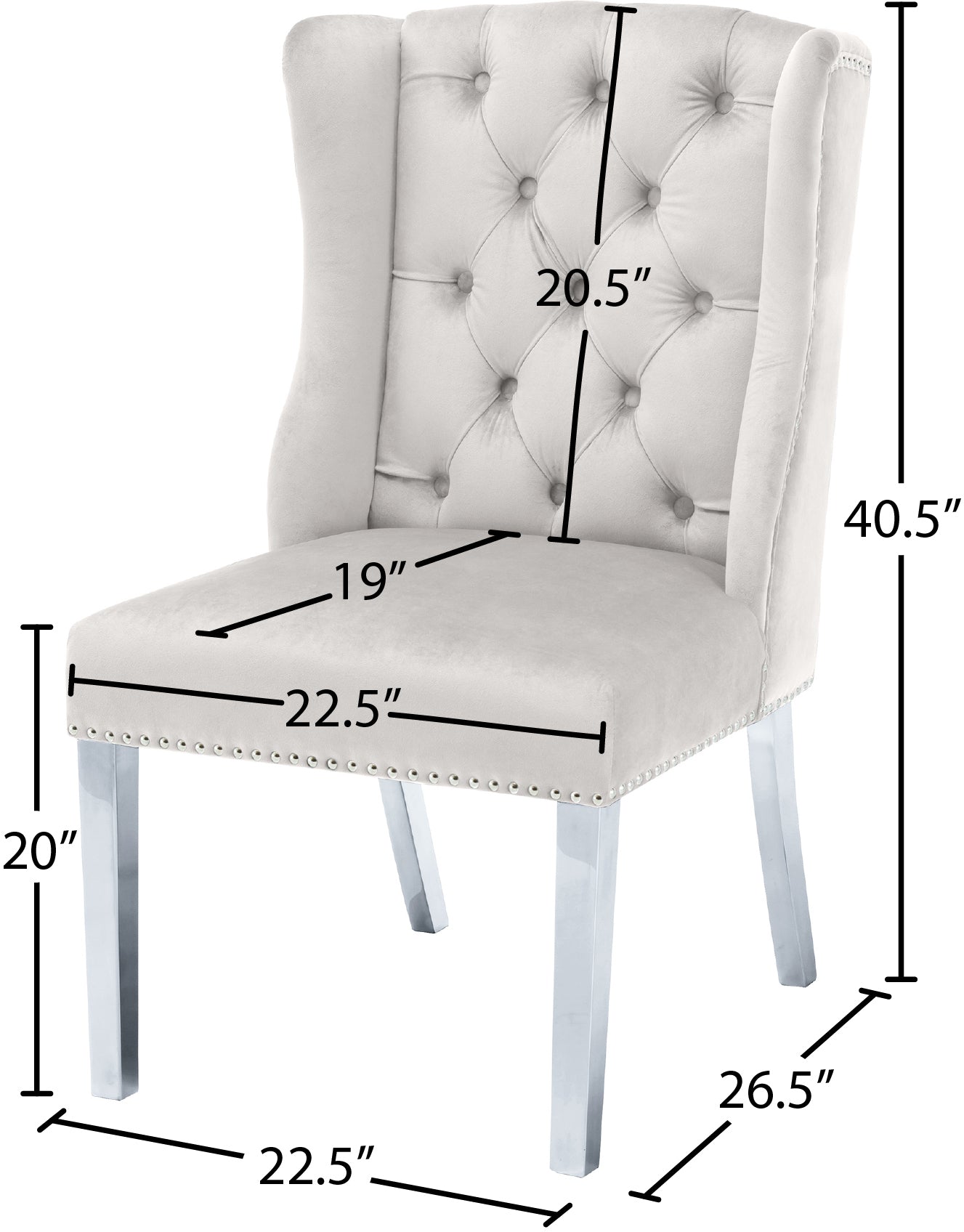 aria cream velvet dining chair c