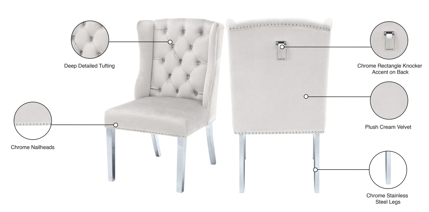 aria cream velvet dining chair c