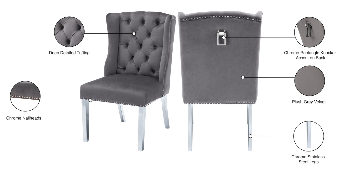 aria grey velvet dining chair c