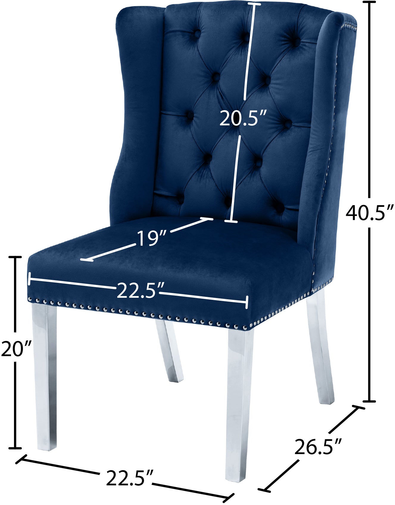 aria navy velvet dining chair c