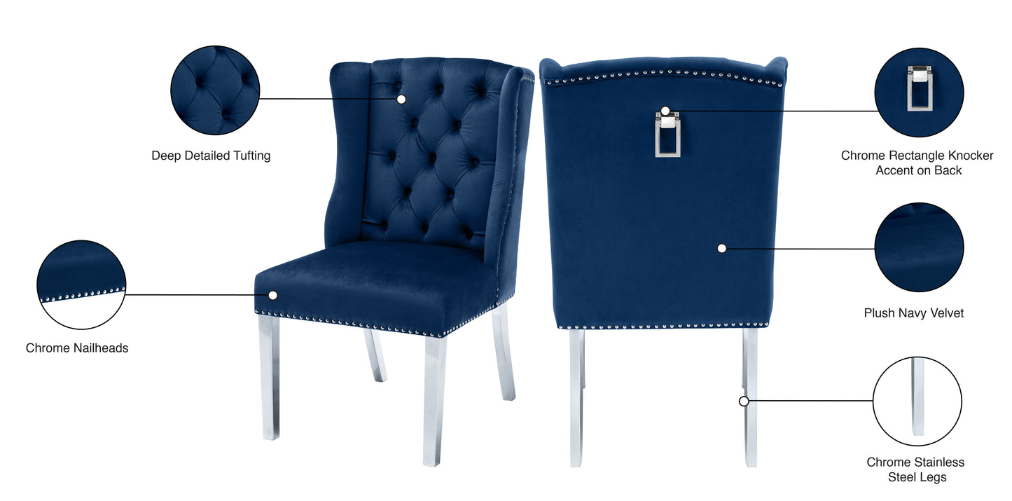 aria navy velvet dining chair c