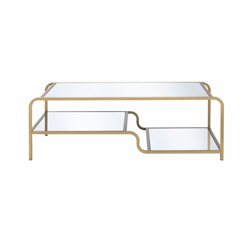 harith astrid coffee table, mirrored & gold finish