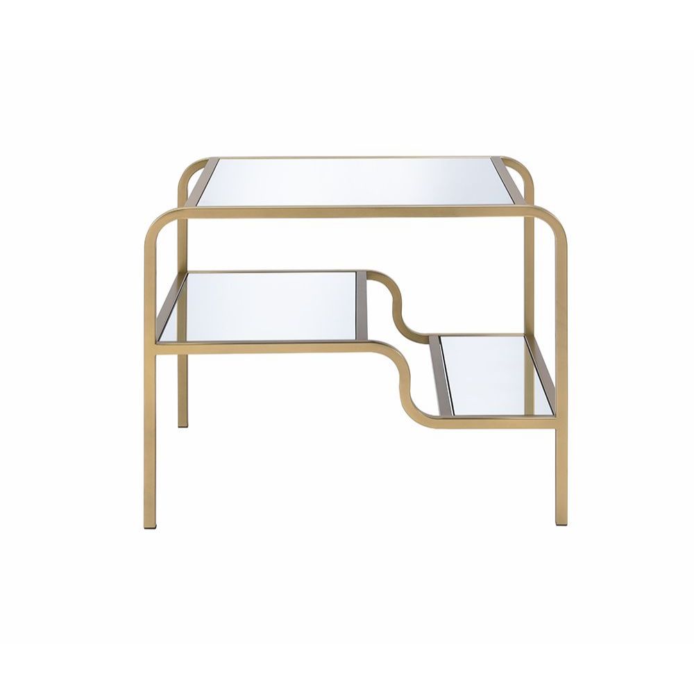 harith astrid end table, mirrored & gold finish